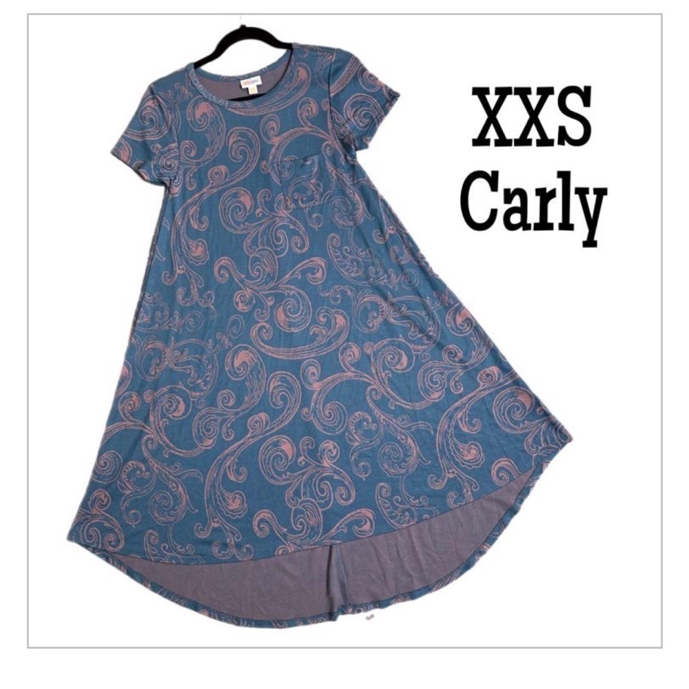 LuLaRoe Carley Dress XXS | Fleur de Lis Print Swing Tunic Oversized Fits M EUC